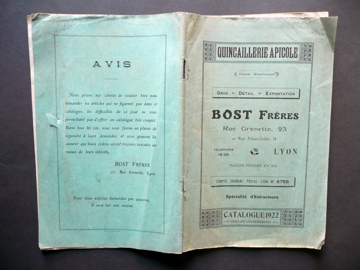 Catalogo Industriale Bost Freres Quincallerie Apicole Lyon 1922 Apicoltura