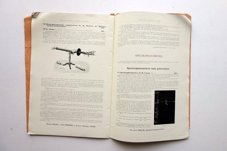 Catalogo Instruments d'Optique de Precision F. Pellin Paris 1913 Spettroscopia