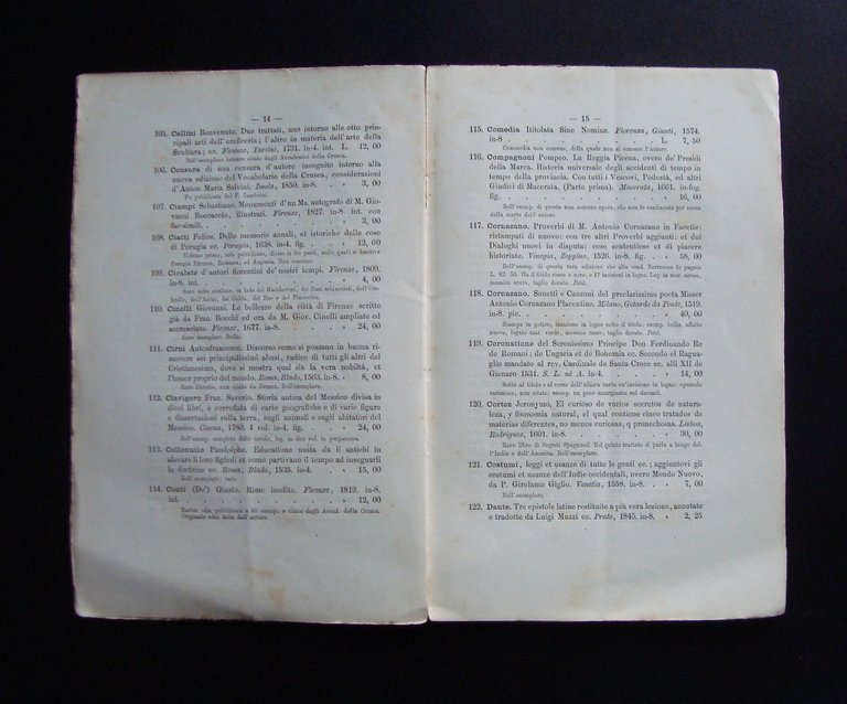 CATALOGO LIBRARIO N.1 1868 EREDI GRAZZINI FIRENZE SAVONAROLA LIBRI RARI …