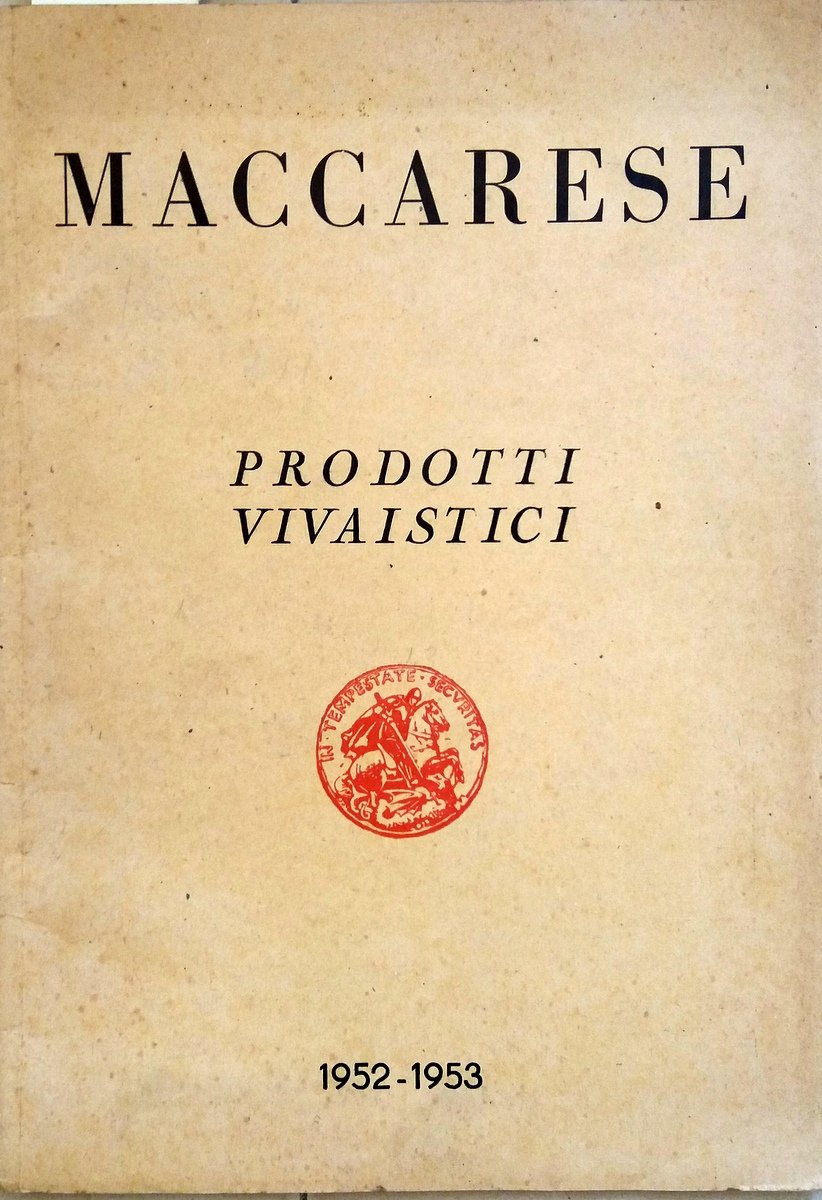 CATALOGO MACCARESE PRODOTTI VIVAISTICI 1952 1953 MARANGONE