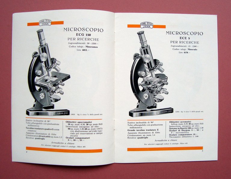 Catalogo Microscopi Zeiss Milano strumenti ottico scientifici meccanoptica