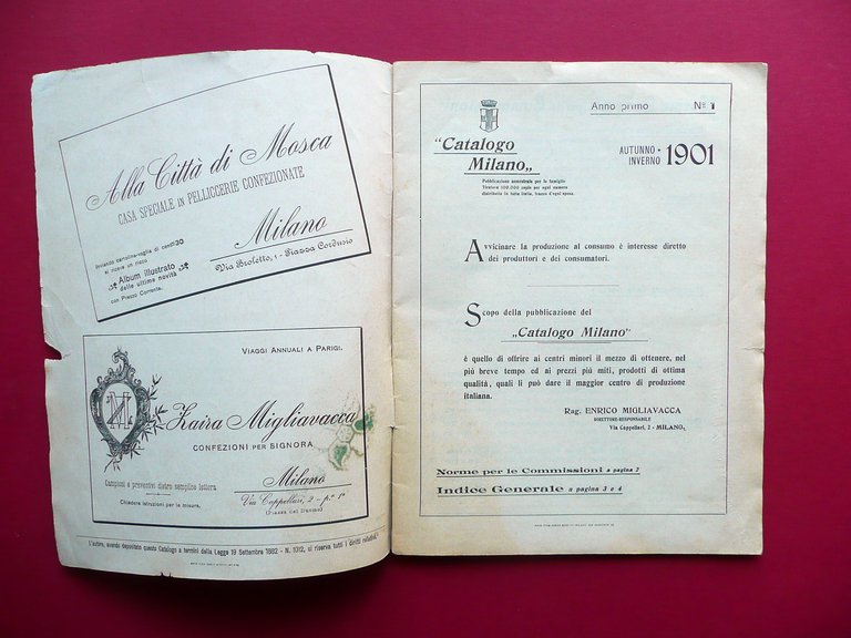 Catalogo Milano Anno 1 Numero 1 Autunno Inverno 1901 Orologi …