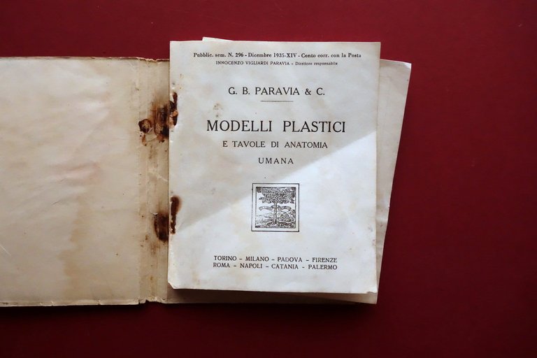 Catalogo Modelli Plastici e Tavole di Anatomia Umana Paravia 1935