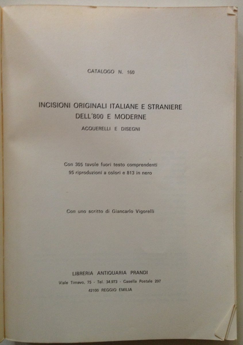 Catalogo n. 160 Incisioni Originali Italiane e Straniere dell'800 e …