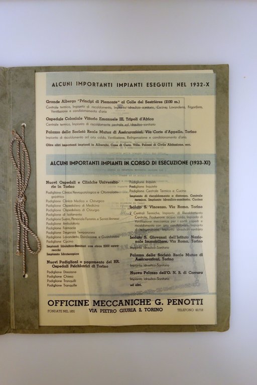 Catalogo Officine Meccaniche Penotti Torino 1932 Condizionamento Lavori Grafica