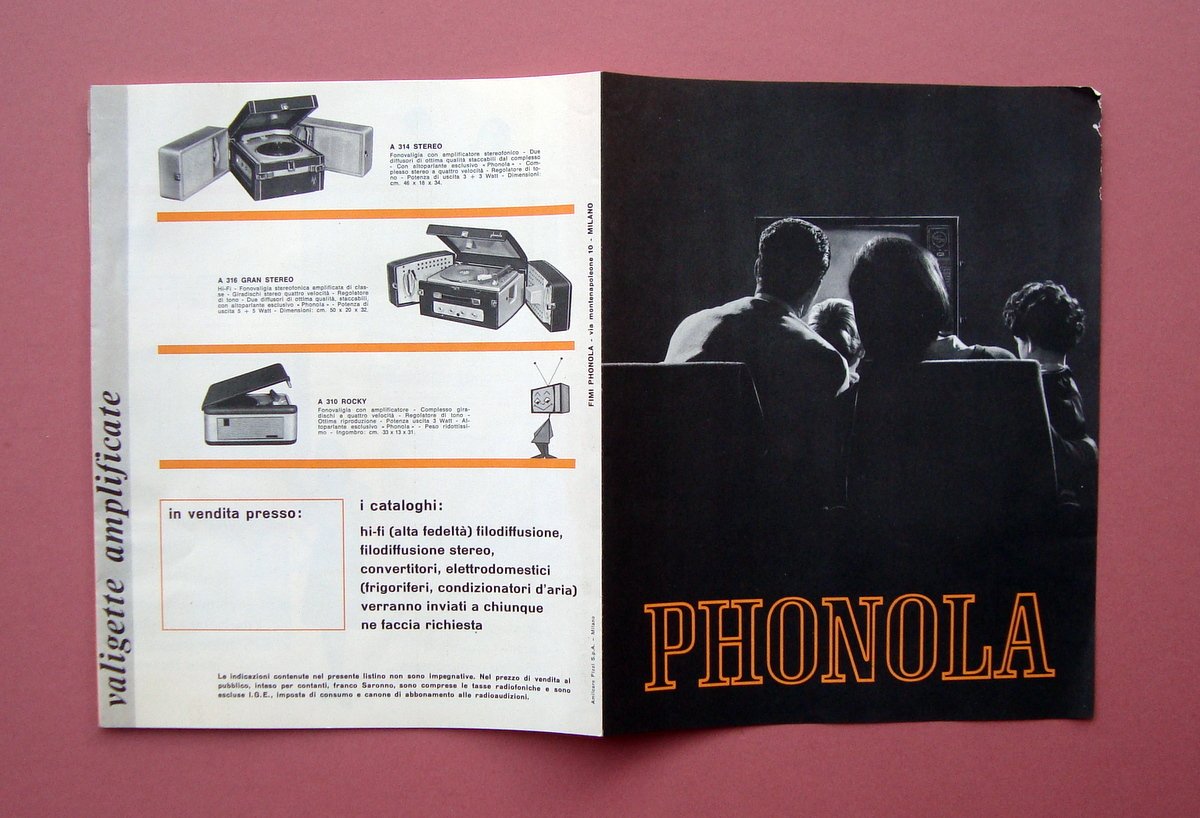 Catalogo Phonola 1962 Televisori Radio Transistor Radiofonografi