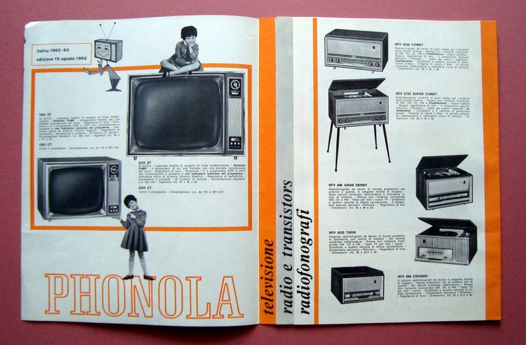 Catalogo Phonola 1962 Televisori Radio Transistor Radiofonografi
