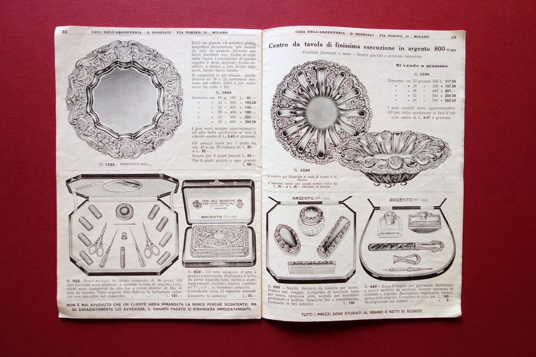 Catalogo Premiata casa dell'Argenteria Boggiali Milano 1932 Posate Servizi