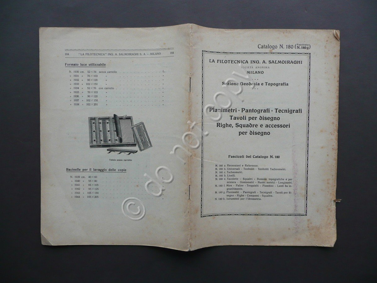 Catalogo Salmoiraghi Milano Planimetri Pantografi Tavoli per Disegno Tecnigrafi