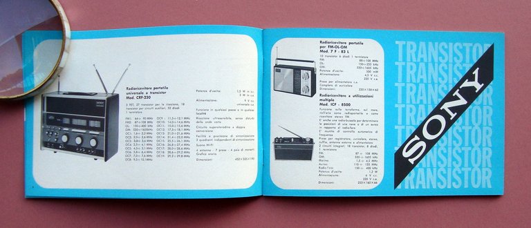 Catalogo Sony anni '70 Radiotelefoni Autoradio Radio Portatili Stereo Televisori