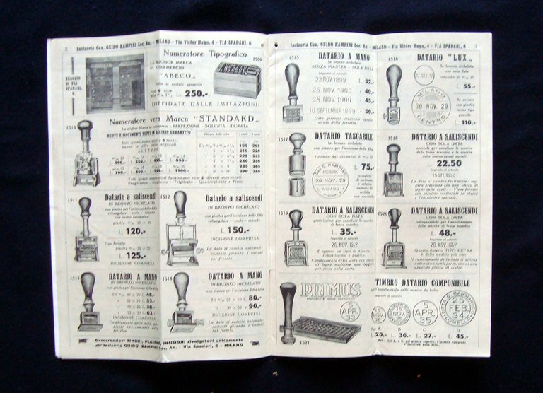 Catalogo trimestrale n 23 Incisoria Guido Rampini Gemmaio Marzo 1934 …