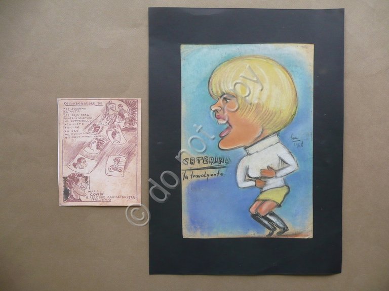 Caterina Caselli Caricatura Disegno Carboncino Colorato Mario Londi 1958 Arte | Immagine Gallery 1