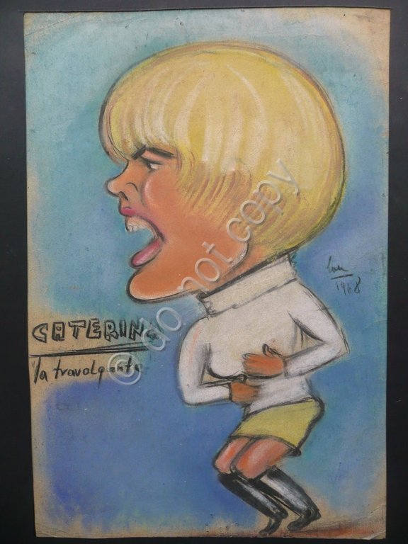 Caterina Caselli Caricatura Disegno Carboncino Colorato Mario Londi 1958 Arte | Immagine Gallery 2