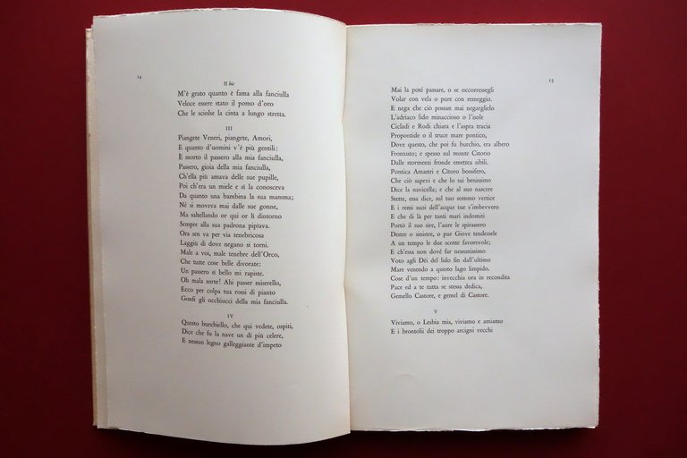 Catullo Carmi Tradotti da Carlo Saggio Alberto Tallone Parigi 1955 …