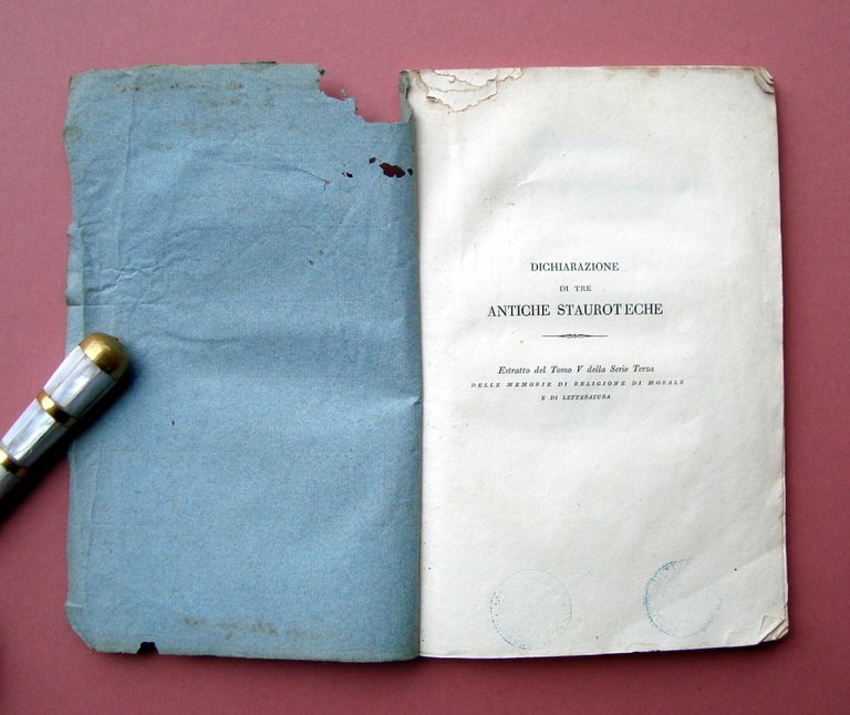 Cavedoni Dichiarazione tre antiche Stauroteche Modena e Nonantola 1847 Soliani