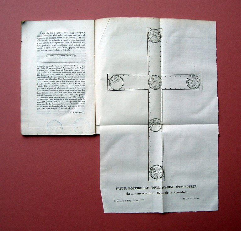 Cavedoni Dichiarazione tre antiche Stauroteche Modena e Nonantola 1847 Soliani