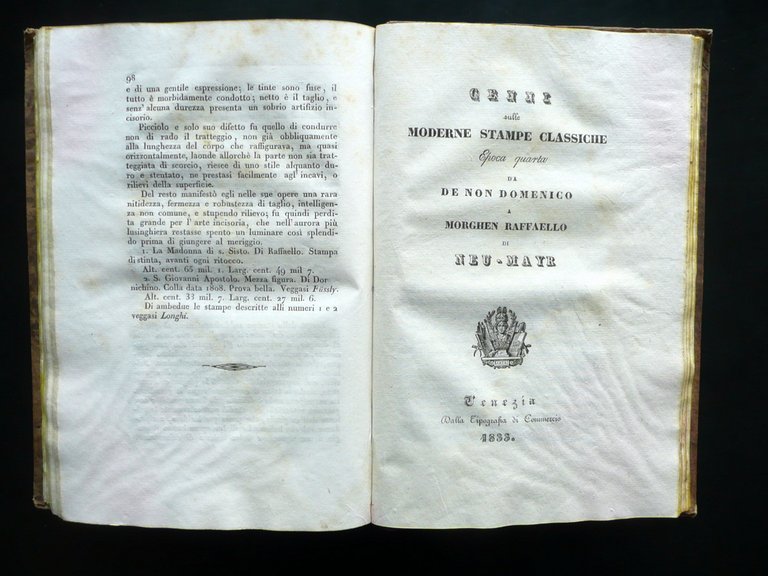 Cenni sulle Antiche Stampe Classiche da Finiguerra a Baroccio Venezia …