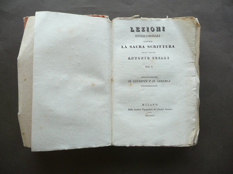 CESARI ANTONIO LEZIONI STORICO MORALI SOPRA LA SACRA SCRITTURA 1842