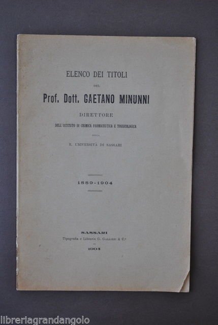 Chimica Farmaceutica Tossicologia Pubblicazioni Minunni Universit‡ Sassari 1904