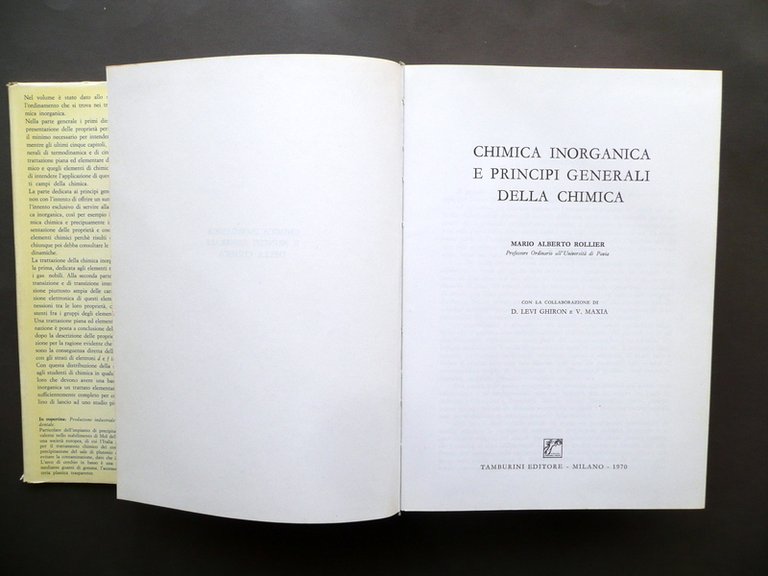 Chimica Inorganica e Principi Generali Mario Alberto Rollier Tamburini 1970 …