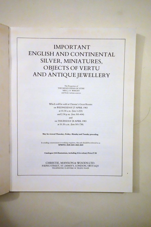 Christie's Catalogo Asta English and Continental Silver Jewellery 1983 De … | Immagine Gallery 2