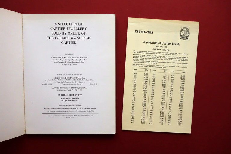 Christie's Catalogo d'Asta Selection of Cartier Jewels Gioielli Ginevra 1977