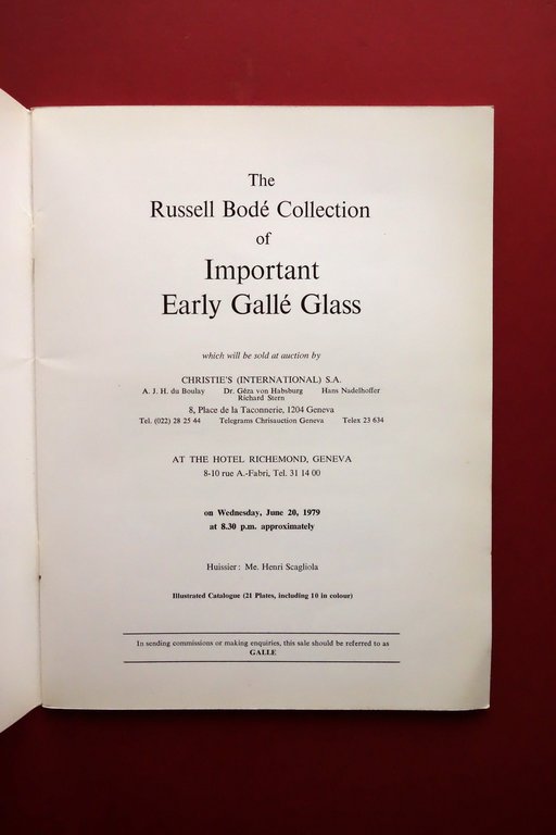 Christie's Catalogo d'Asta Vetri GallË Collezione Russell BodÈ Ginevra 1979