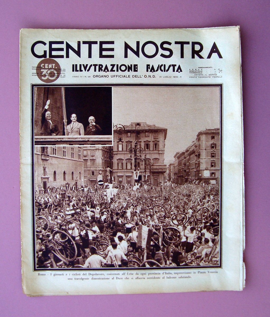 Ciclisti Dopolavoro Piazza Venezia 1932 biciclette Rivista Gente Nostra n … | Immagine principale