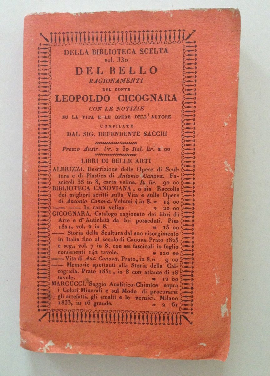 CICOGNARA DEL BELLO RAGIONAMENTI CON LE NOTIZIE SU LA VITA … | Immagine principale