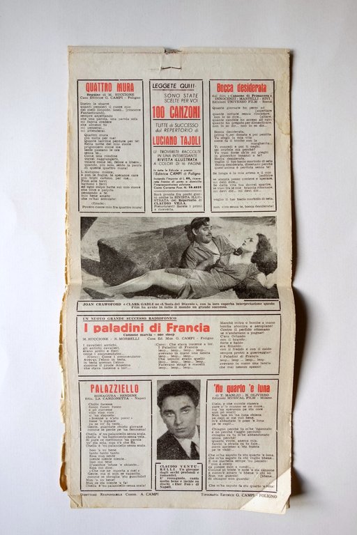 Cine Canzoniere Calendario 1952 Edizioni Campi Foligno Musica Nilla Pizzi | Immagine Gallery 2