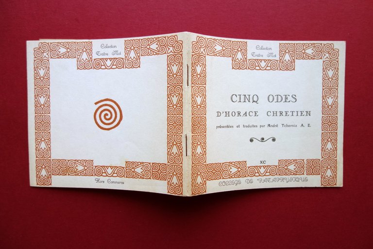Cinq Odes d'Horace Chretien College de Pataphysique 1963 Ex Libris Piero Chiara