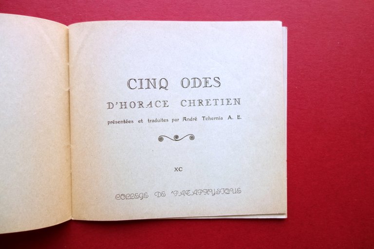 Cinq Odes d'Horace Chretien College de Pataphysique 1963 Ex Libris …