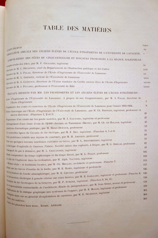 Cinquantenaire de l'Ecole d'Ingenieurs de l'UniversitË de Lausanne 1904 Svizzera