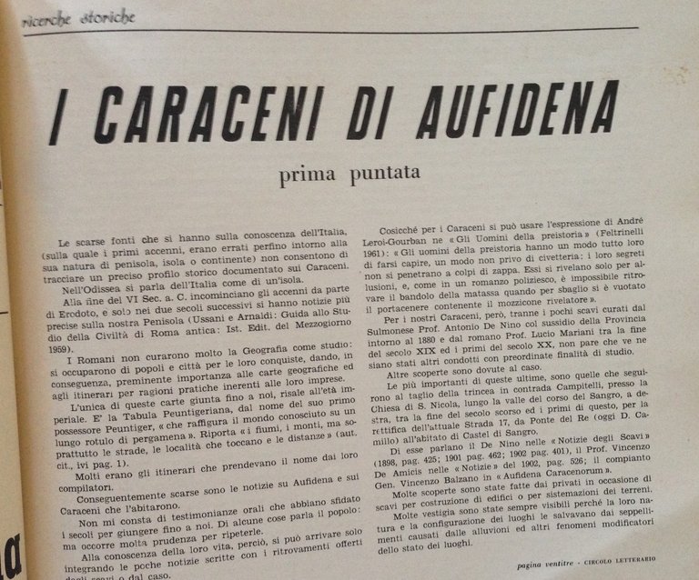 Circolo Letterario Rivista Cultura Attualit‡ 1962 Sulmona Caraceni di Aufidena
