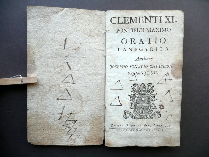 Clementi XI Pontifici Maximo Oratio Panegyrica Chiaberge BernabÚ Roma 1703