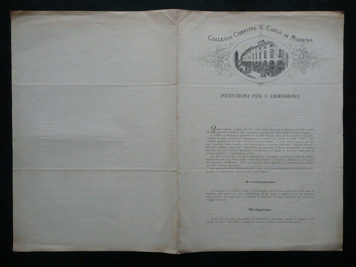 Collegio Convitto S. Carlo in Modena Istruzioni per l'Ammissione Regole … | Immagine principale