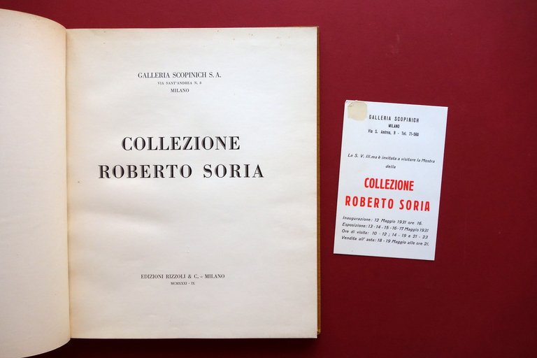 Collezione Roberto Soria Galleria Scopinich Milano Catalogo d'Asta 1931