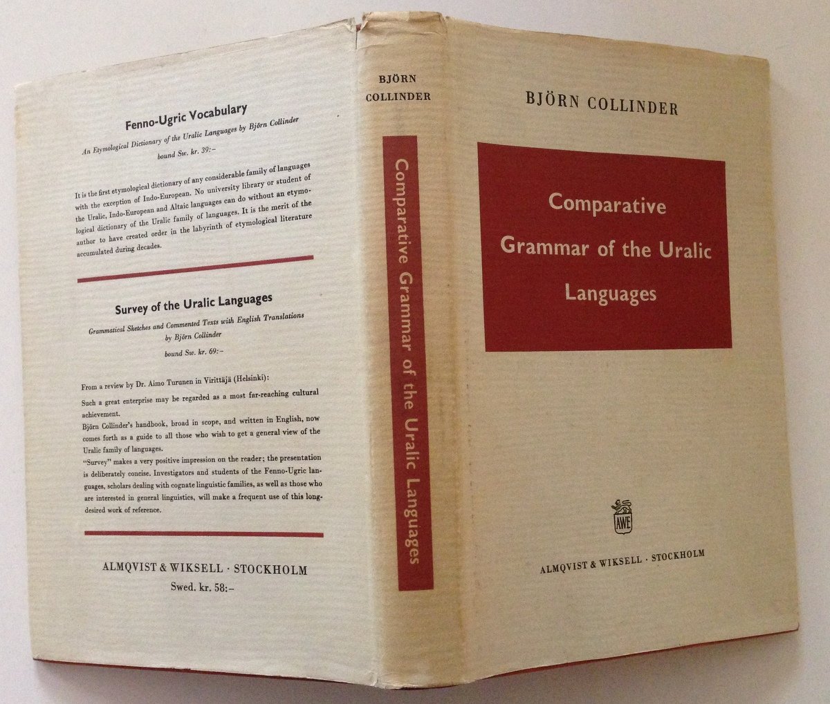 Collinder Comparative Grammar of the Uralic Languages Stockholm Wiksell 1960