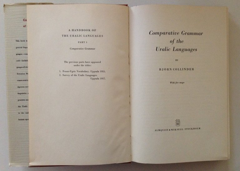 Collinder Comparative Grammar of the Uralic Languages Stockholm Wiksell 1960