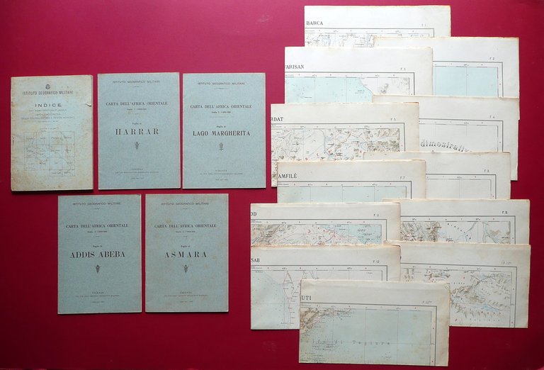 Colonia Eritrea Grande Carta Dimostrativa 12 Fogli 4 Fascicoli Indice 1934-35