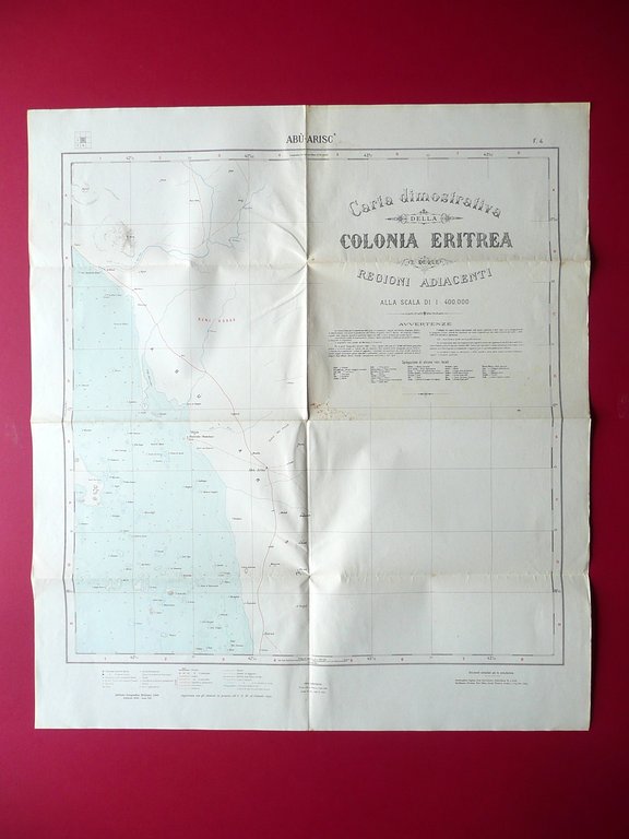 Colonia Eritrea Grande Carta Dimostrativa 12 Fogli 4 Fascicoli Indice …