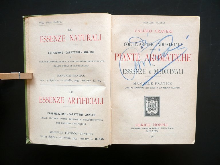 Coltivazione Industriale delle Piante Aromatiche Craveri Hoepli Milano 1914 Raro