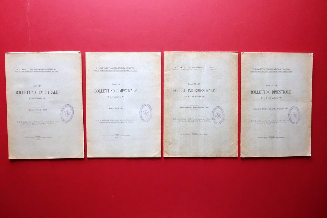 Comitato Talassografico Italiano Bollettino 4 Fascicoli 6 Numeri 1914 Completo