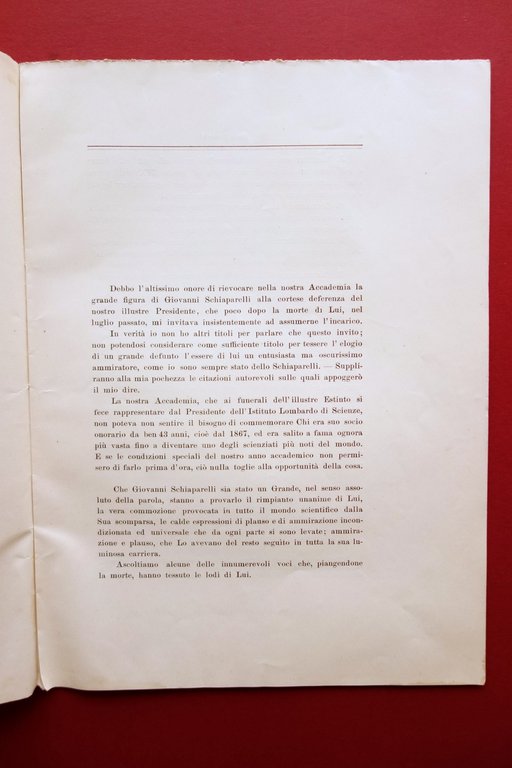 Commemorazione di Giovanni Schiaparelli C. Bonacini Modena 1911 Astronomia