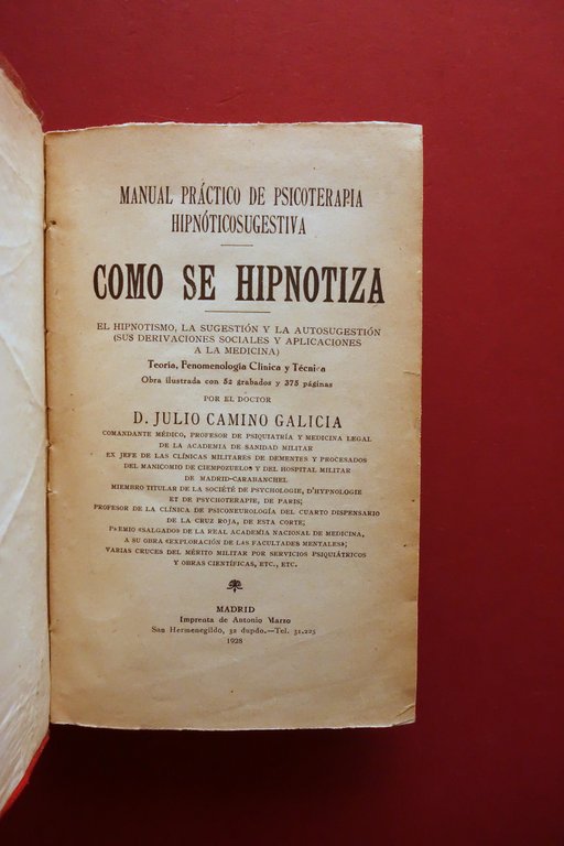 Como se Hipnotiza Manual Practico de Psicoterapia J. C. Galicia … | Immagine Gallery 3