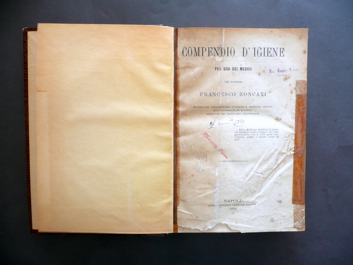 Compendio d'Igiene per Uso dei Medici Francesco Roncati Pasquale Napoli …