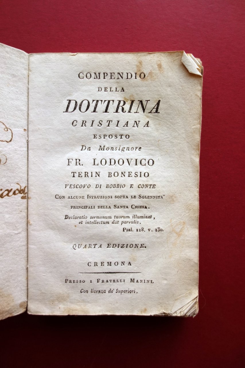 Compendio della Dottrina Cristiana L. T. Bonesio Vescovo di Bobbio …