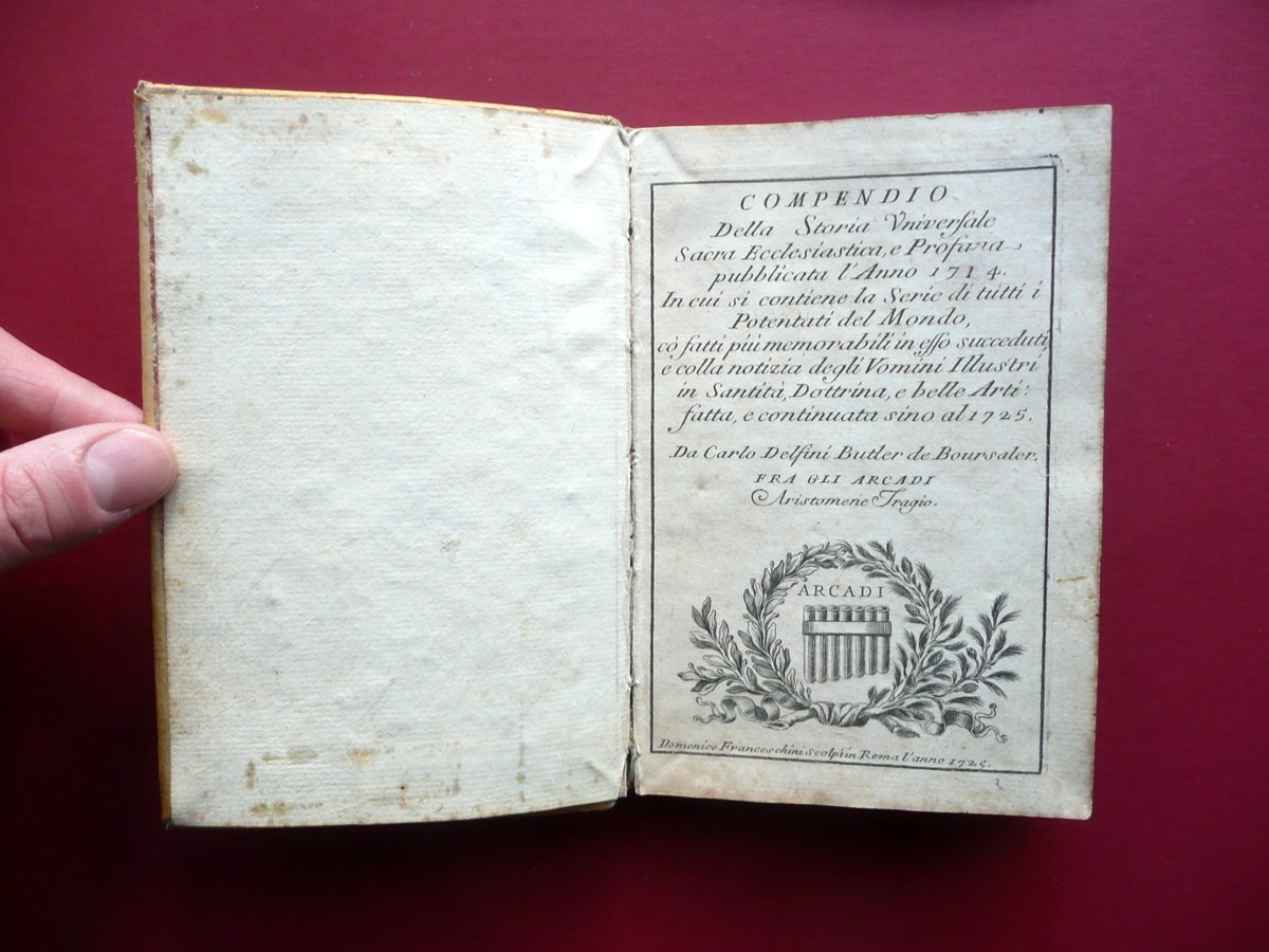 Compendio della Storia Universale Anno 1714 Aristomane Tragio Roma 1725