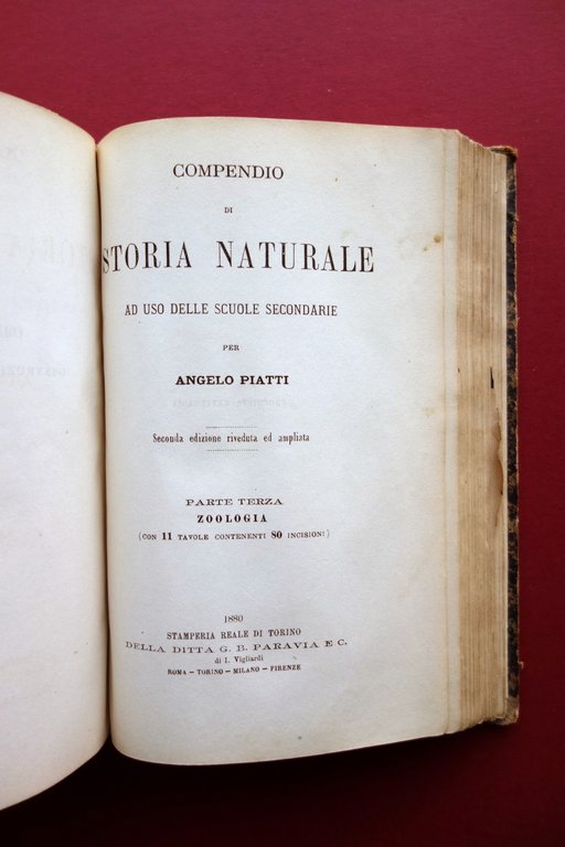 Compendio di Storia Naturale Angelo Piatti Paravia Torino 1879-80 Parte …