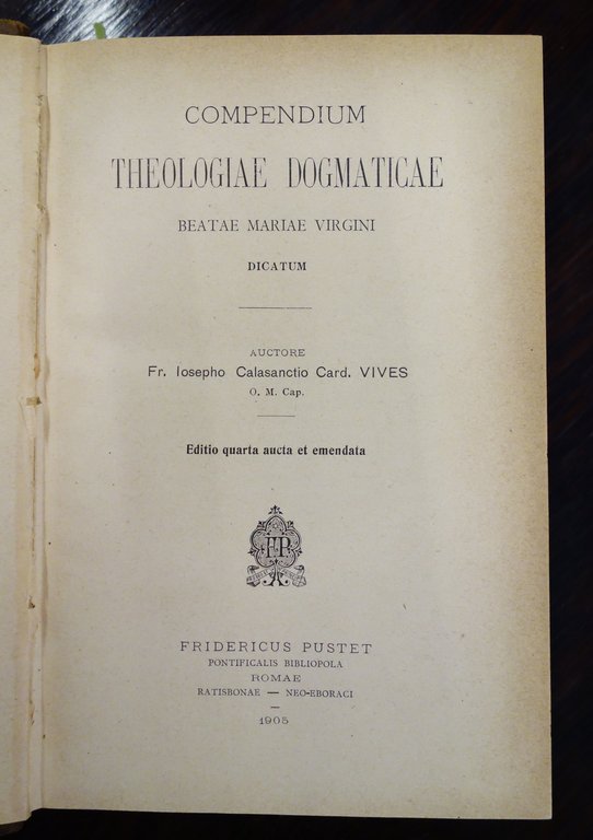 COMPENDIUM THEOLOGIAE DOGMATICAE BEATAE MARIAE VIRGINI CARD. VIVES 1905